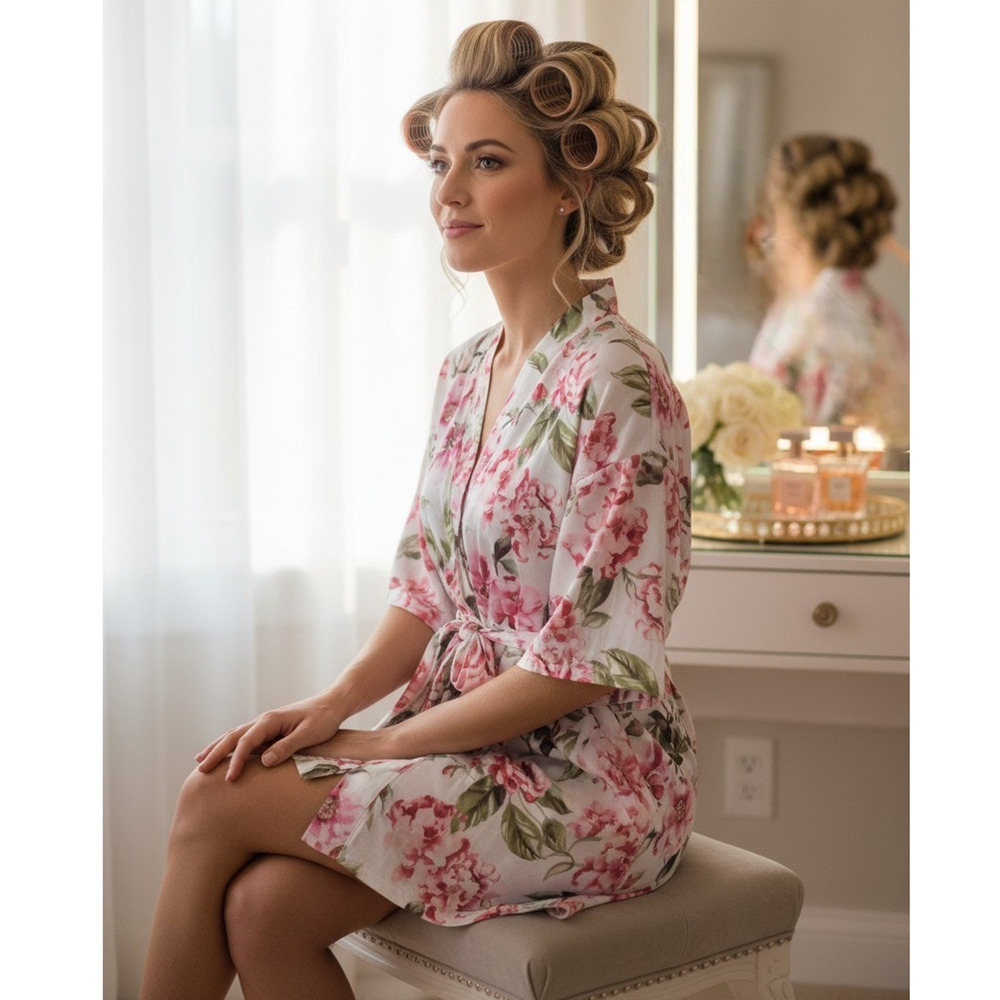 Show Me Your‎ Mumu Brie Floral Robe Womens One Size Pockets Tie Waist Bridal